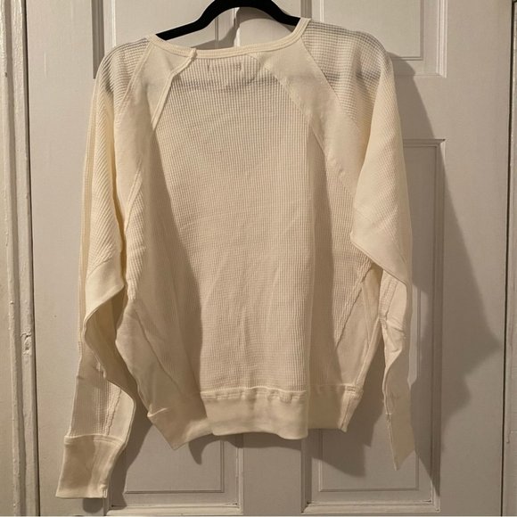 53) NWT Free People Santa Clara Long Sleeve Thermal Top Alabaster - Picture 4 of 8